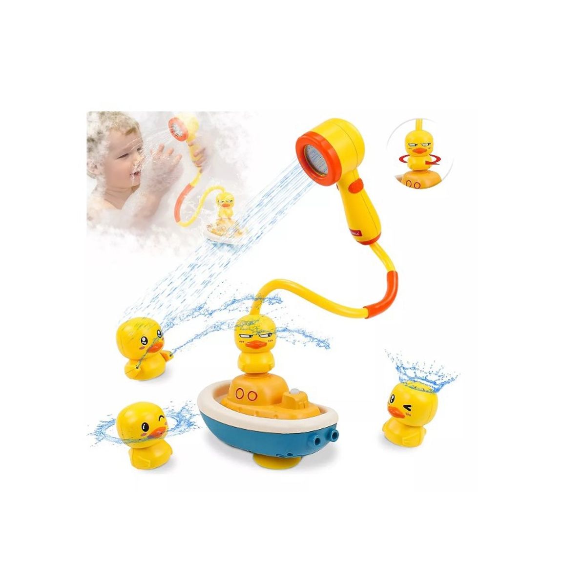 GENERICO - Rociador De Agua Para Ducha De Pato Amarillo Con Ventosa