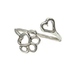 GENERICO - Anillo Ajustable Huella y Corazón – Plata Italiana 925