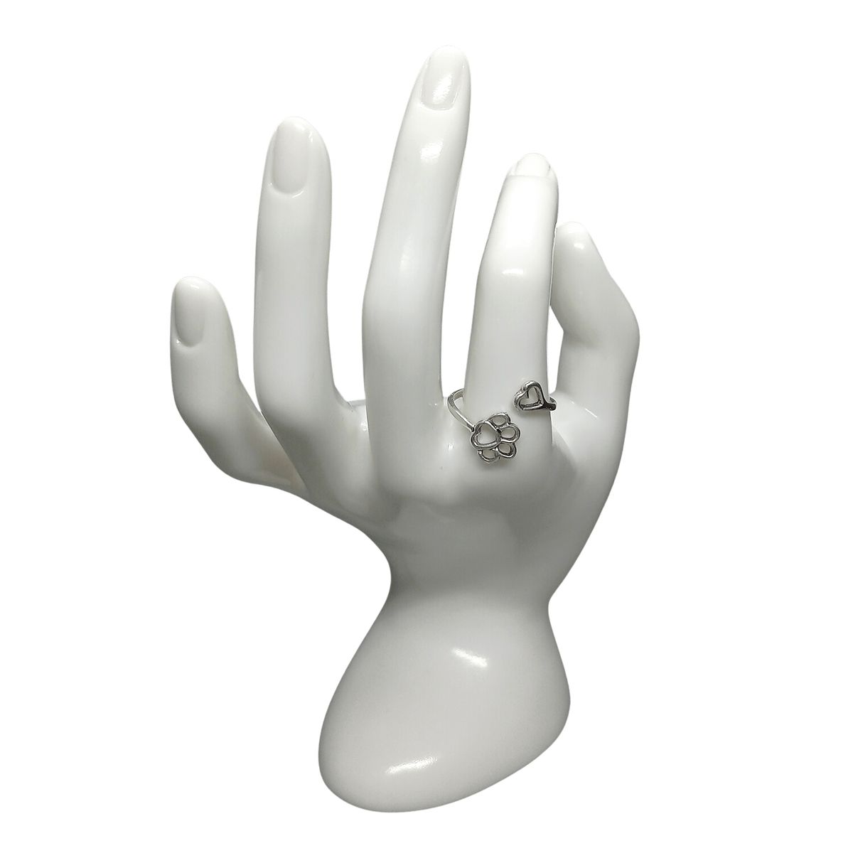 GENERICO - Anillo Ajustable Huella y Corazón – Plata Italiana 925