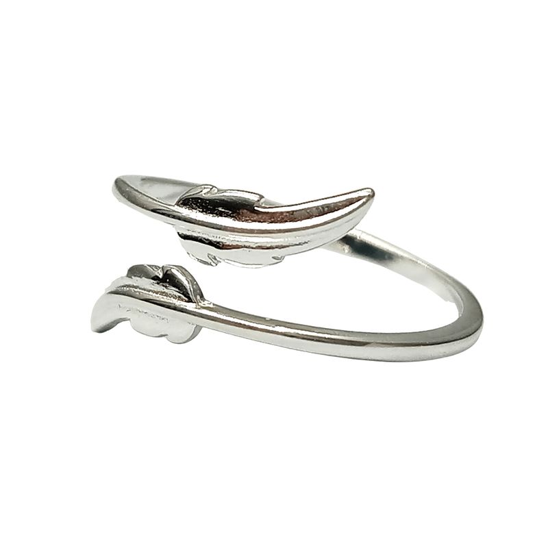 GENERICO - Anillo Plumas Ajustable – Plata Italiana 925