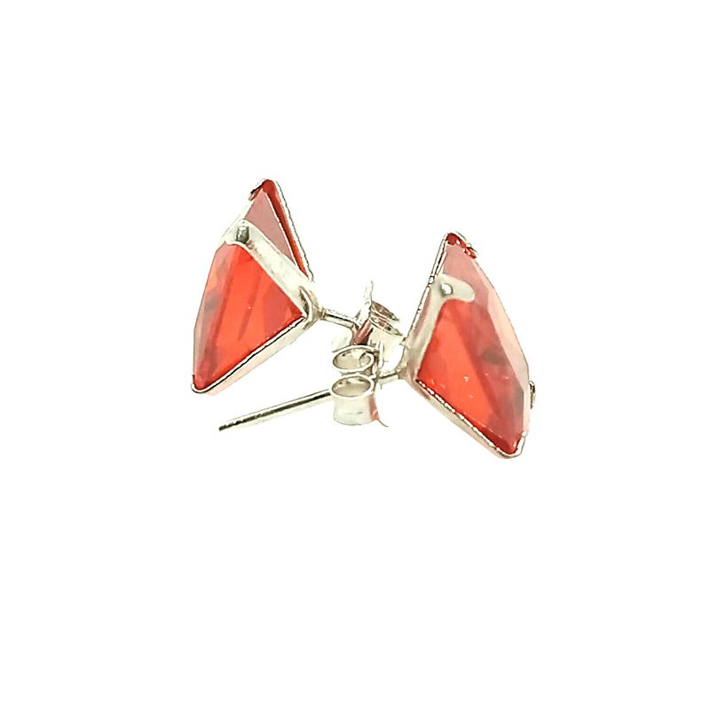 GENERICO - Aros Cuadrados de Zircón Rojo – Plata Italiana 925