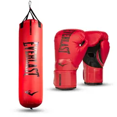 EVERLAST - Kit de Boxeo Saco y Guante Rojo 14oz