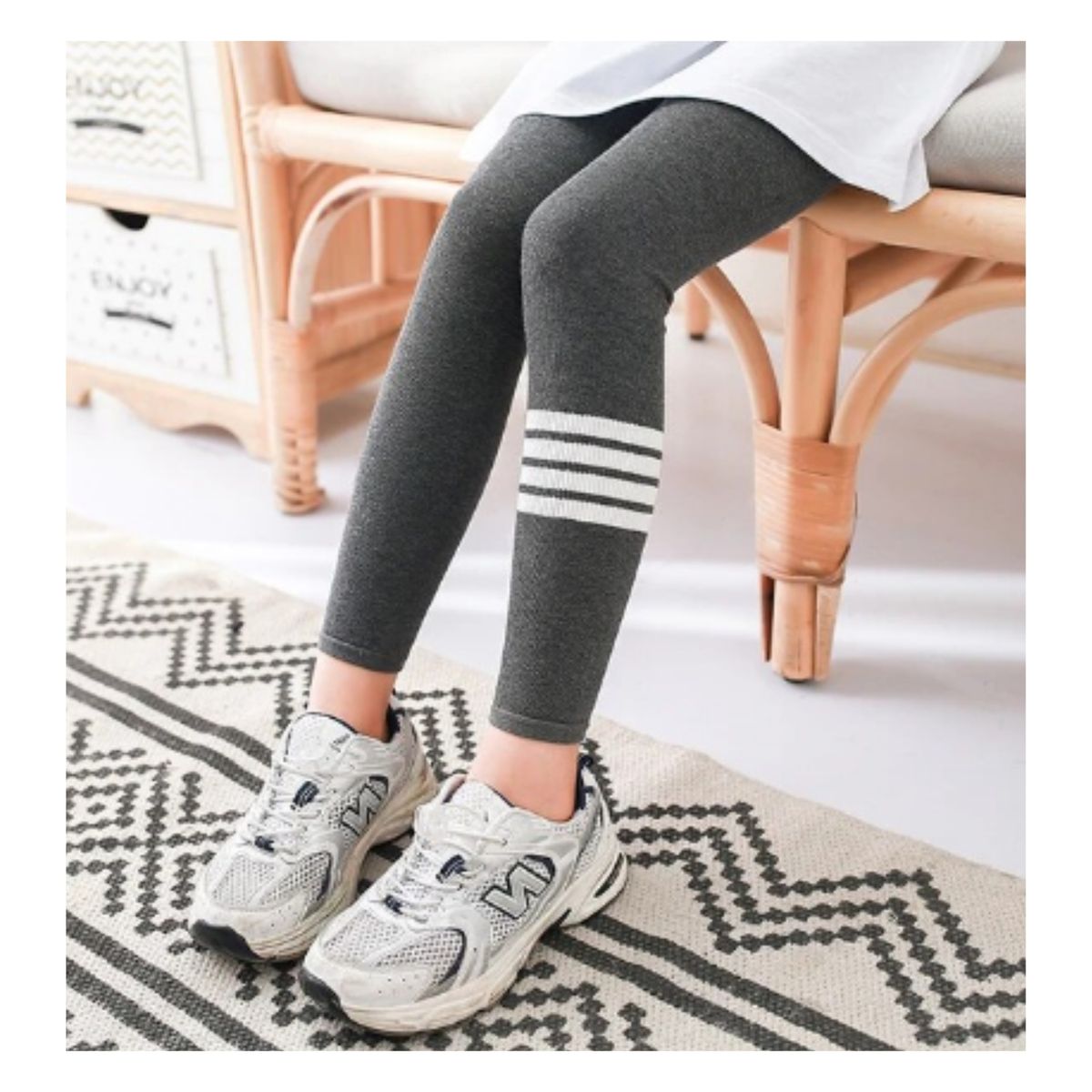 JUMP KIDS - Calza Niña Gris Oscuro Algodón y Lycra Jump Kids