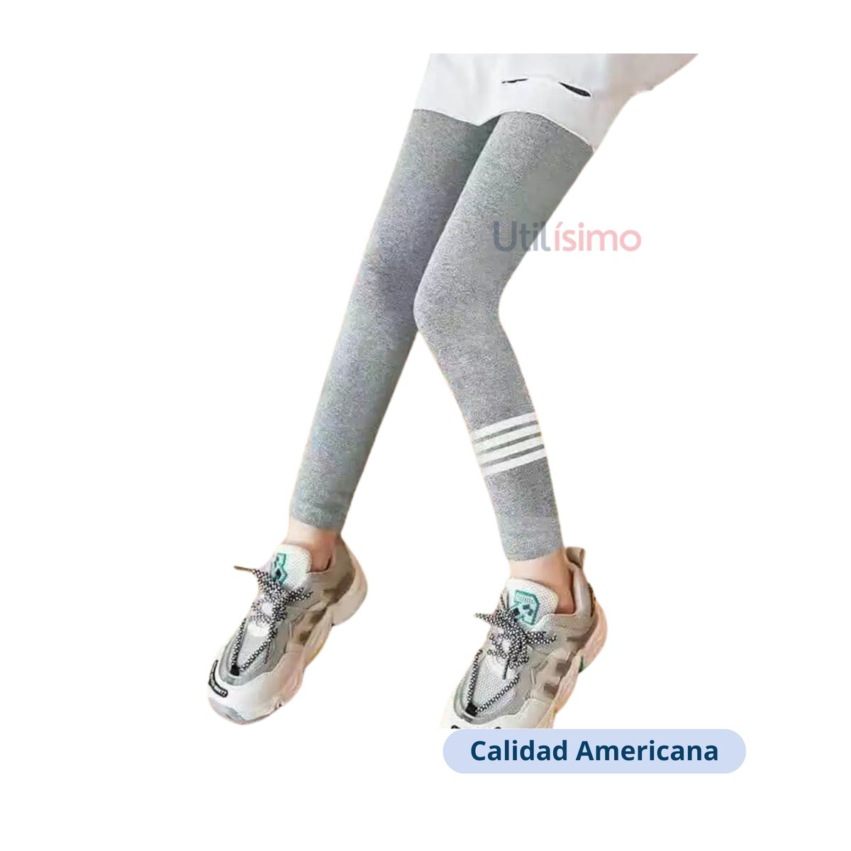 JUMP KIDS - Calza Niña Gris Claro Algodón y Lycra Jump Kids