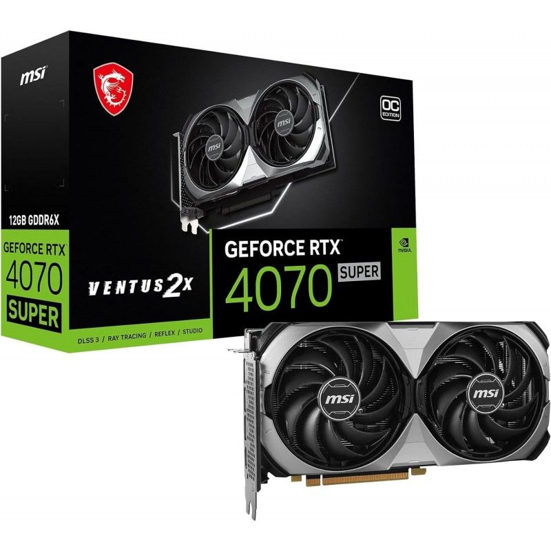 MSI - Tarjeta de Video MSI RTX 4070 Super 12G Ventus 2X OC