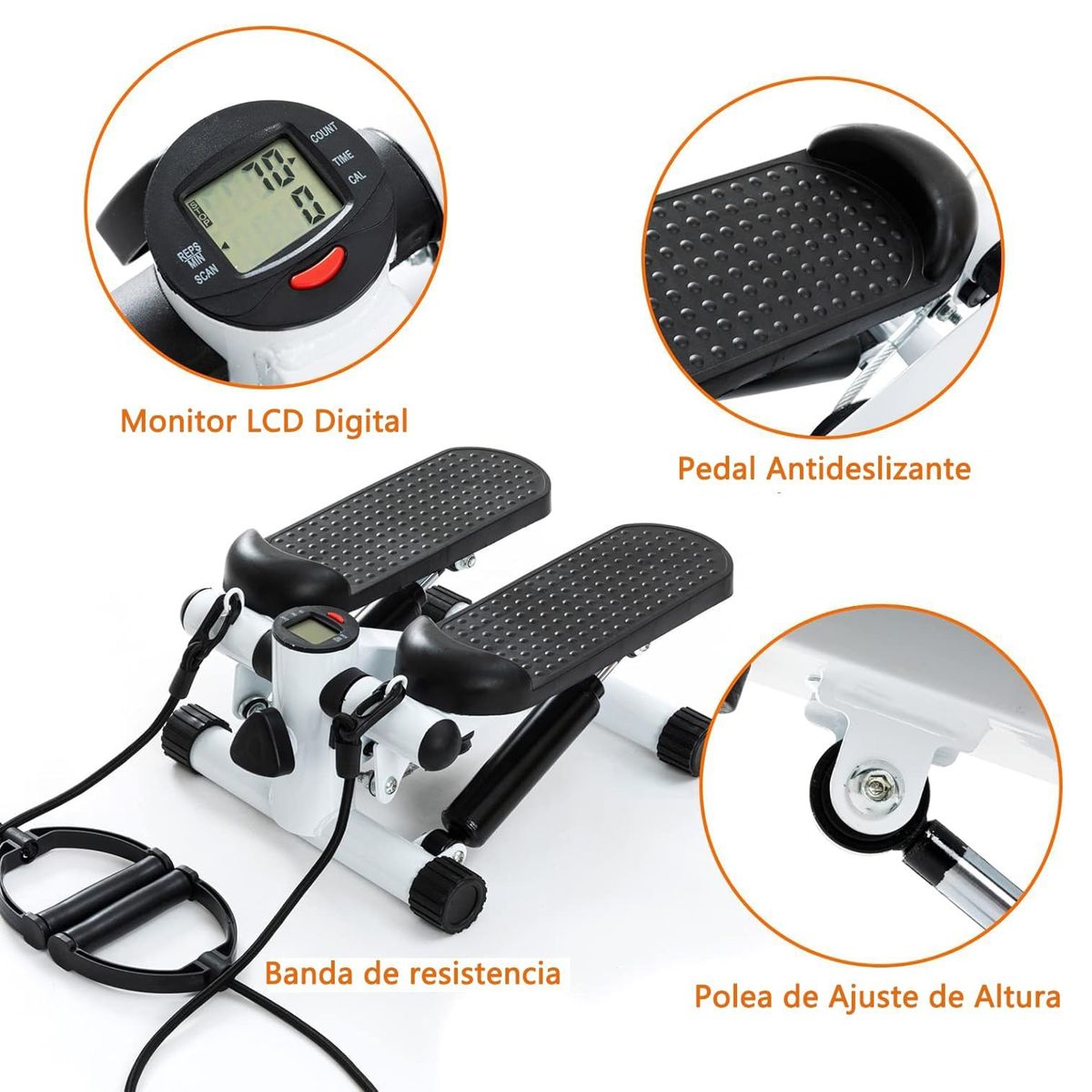 COREJOY - Mini Escaladora Elíptica Paso con Bandas Resistencia-negro