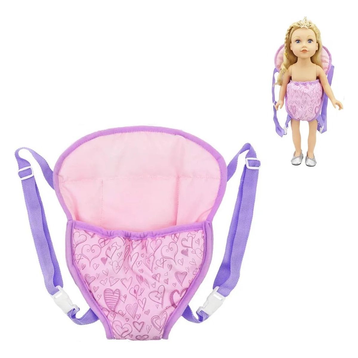 GENERICO - Mochila Porta Muñeca, Ajustable Para Niñas Entre 3 A 7 Años.