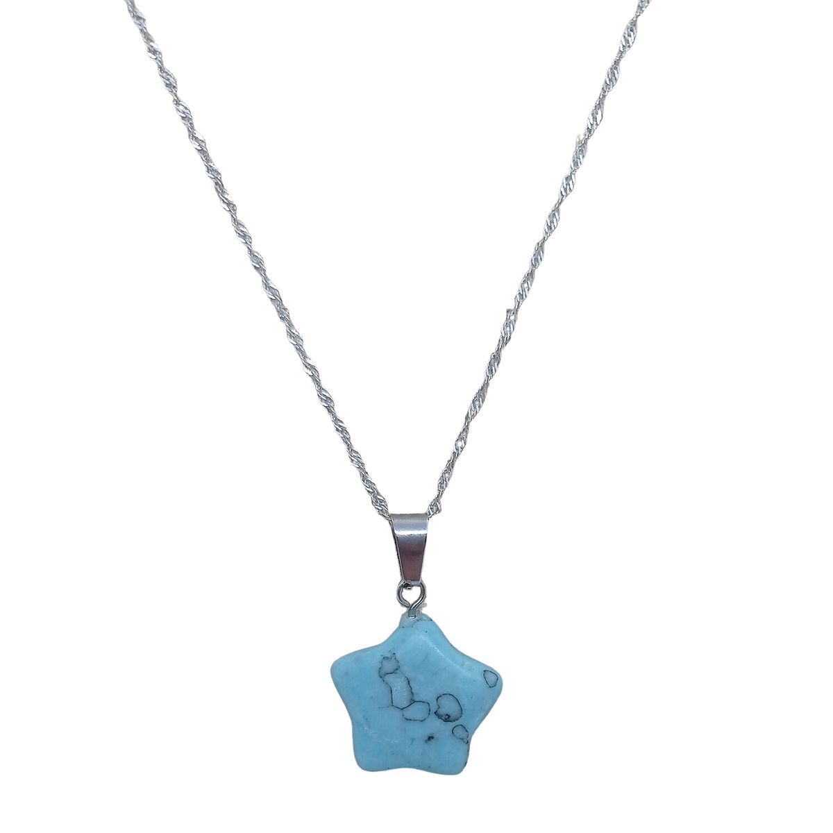GENERICO - Colgante Estrella Cuarzo Turquesa con Cadena Plata