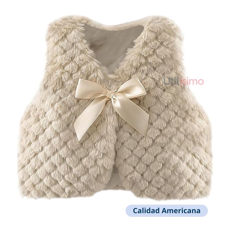 JUMP KIDS - Chaleco Peludo Con Lazo Niña Beige Jump Kids