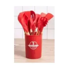 GENERICO - Set Cocina 12 Pcs Silicona Antiadherentes Gastronómicos, Color Rojo