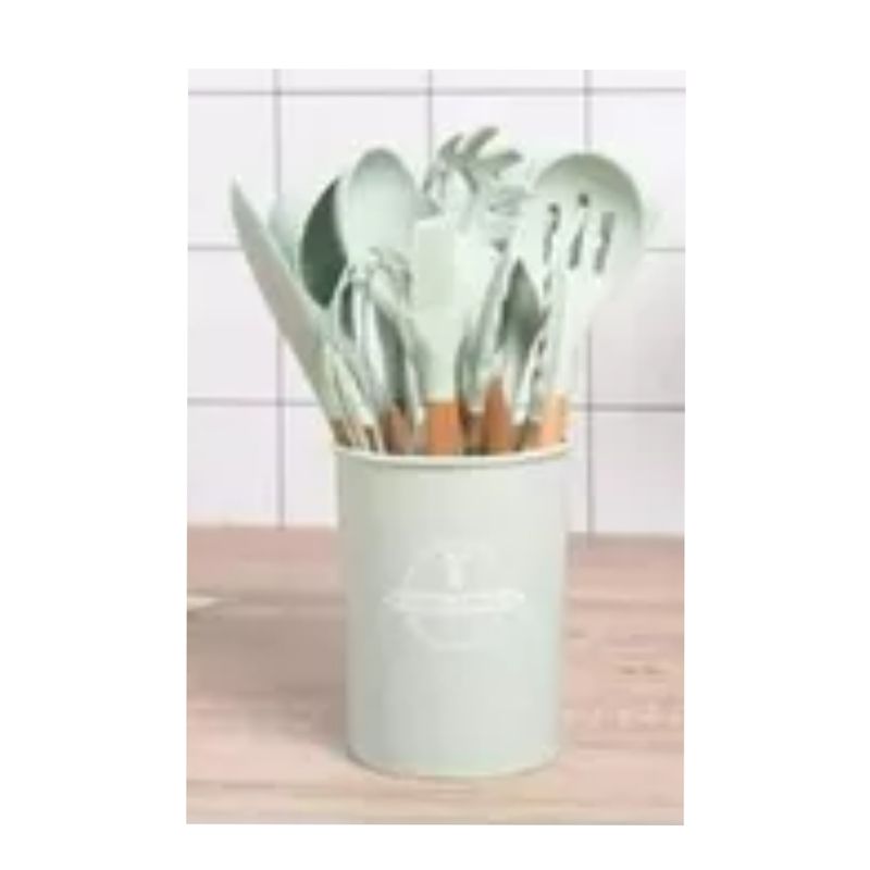 GENERICO - Set Cocina 12 Pcs Silicona Antiadherentes Gastronómicos, Color Verde