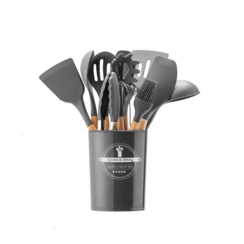 GENERICO - Set Cocina 12 Pcs Silicona Antiadherentes Gastronómicos, Color Negro