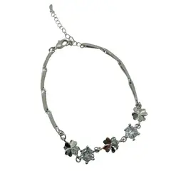 GENERICO - Pulsera Trébol de la Suerte de Plata con Zirconia