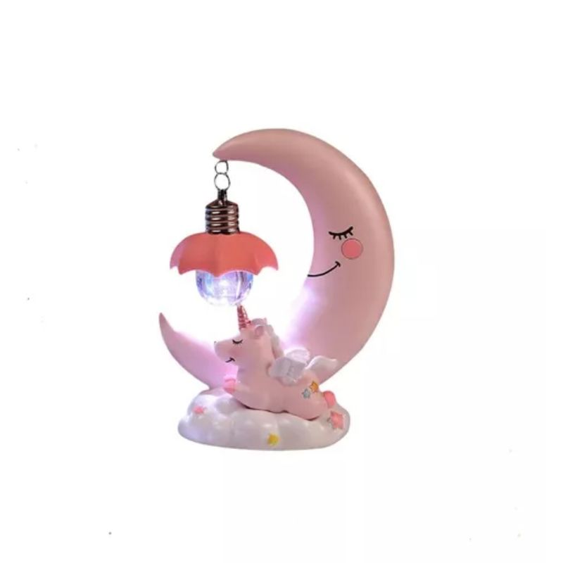 GENERICO - Luz Nocturna De Luna De Unicornio Espantacuco Bebés Dormitorio Rosado
