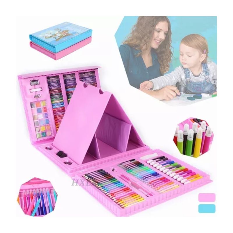 GENERICO - Kit De Arte Para Niños 208 Piezas Grande Rosado