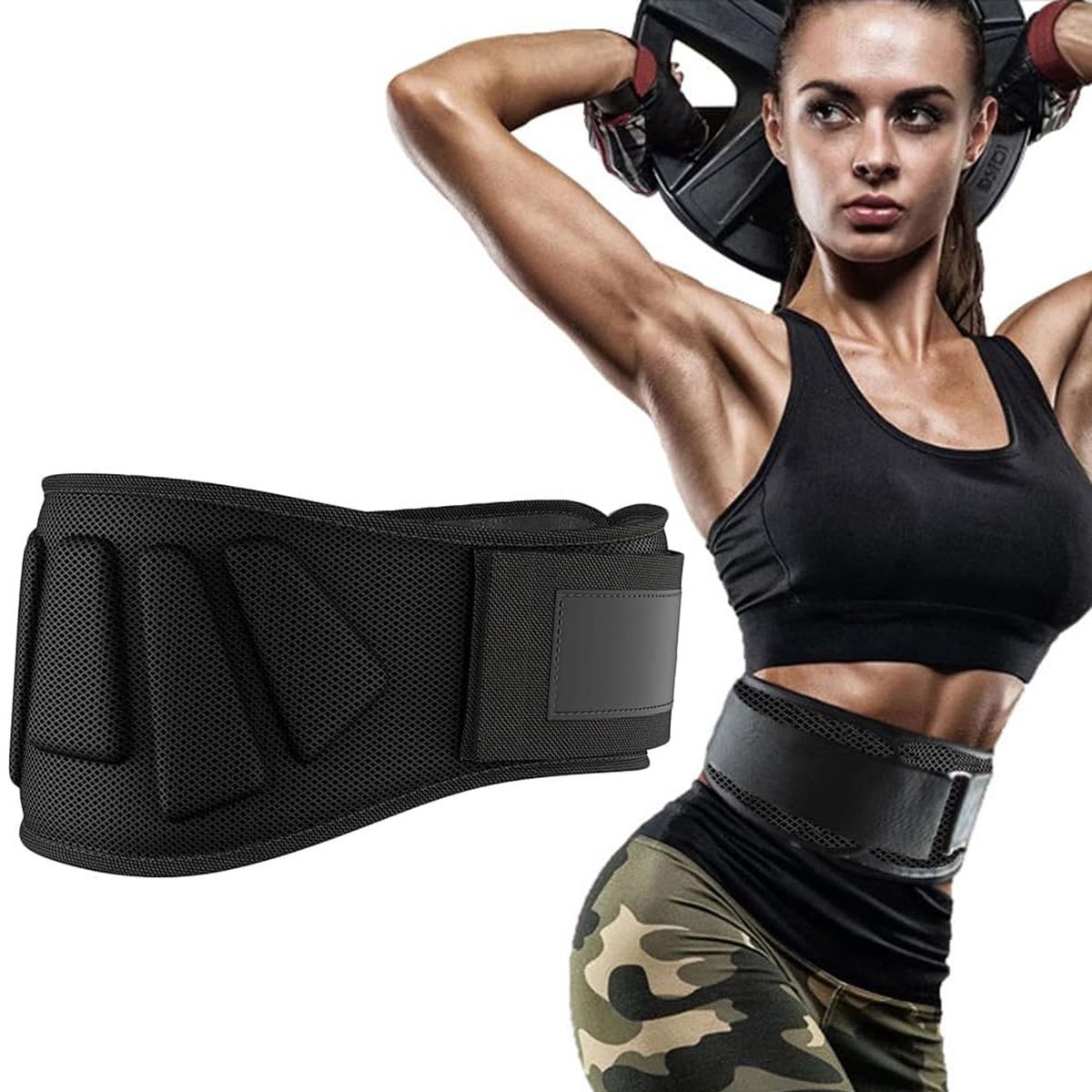 COREJOY - Cinturon Levantamiento Pesas Ajustable Crossfit Gym Negro-L