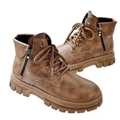 BLWOENS - Botas cortas con cordones para Hombre-Café