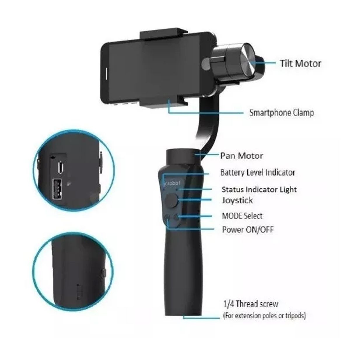 GENERICO - Estabilizador Para Teléfono Soporte Teléfono Selfie Gimbal