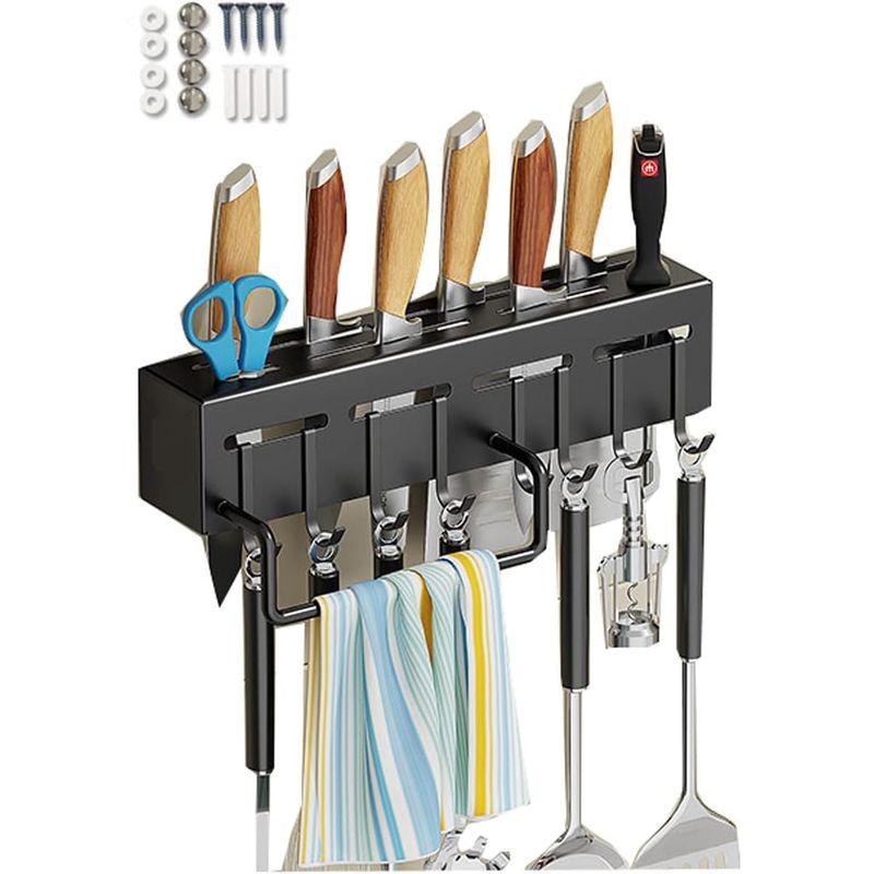 YOMYM - Colgante Organizador Cocina Multiuso Alta Gama 30cm 3 Tazas 8 Ganchos