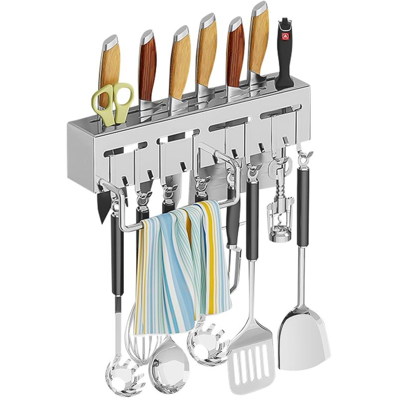 YOMYM - Colgante Organizador Cocina Multiuso Alta Gama 30cm 3 Tazas 8 Ganchos