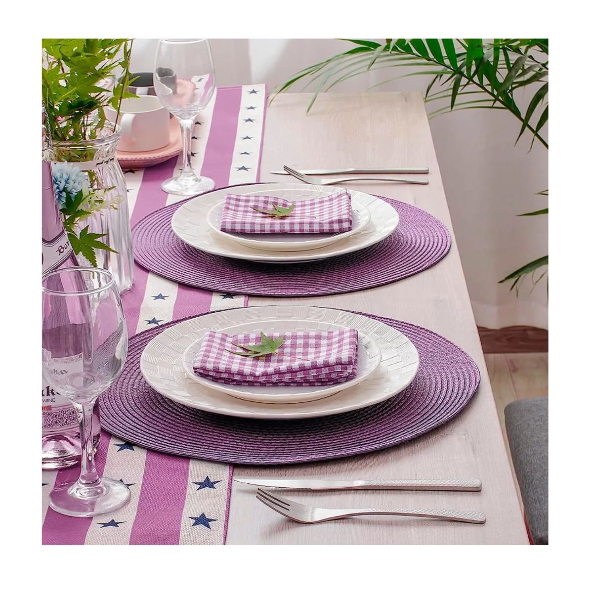 GENERICO - Set De 6 Individuales Redondos Trenzados 38 Cm