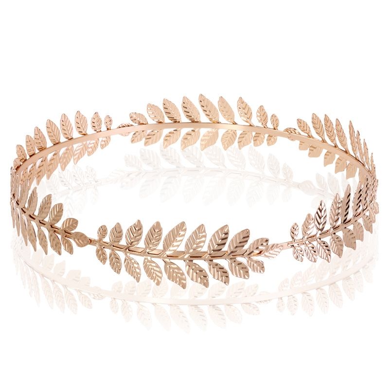 VATYERTY - Corona elegante estilo real Color dorado en forma hoja estilo griego