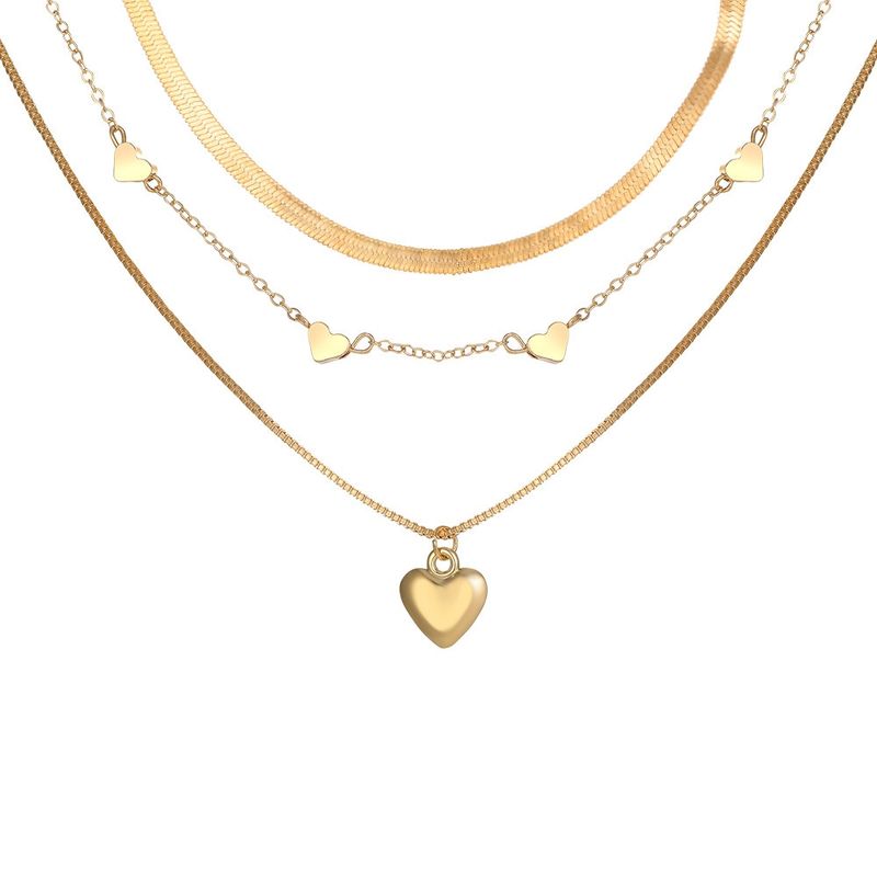 VATYERTY - Collar de 3 cadenas con dijes en forma de corazón