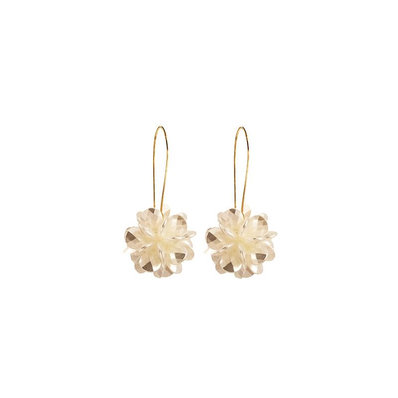 VATYERTY - Aros de Racimo de Flores Blancas Bañados en Plata