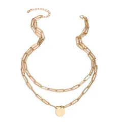 VATYERTY - Collar con colgante redondo de doble capa