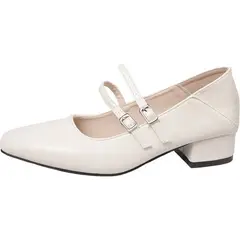 VATYERTY - Zapatos planos de color liso para mujer Zapatos con correa y hebilla en punta