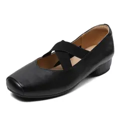 VATYERTY - Zapatos planos punta cuadrada mujer Zapatos sin cordones correas elásticas cruzadas