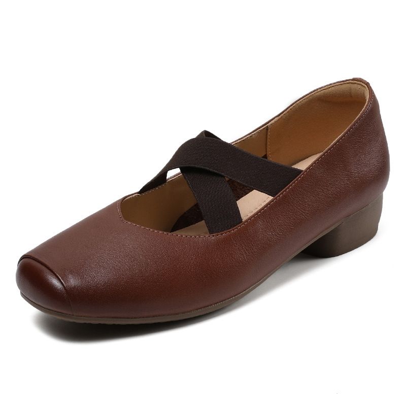 VATYERTY - Zapatos planos punta cuadrada mujer Zapatos sin cordones correas elásticas cruzadas