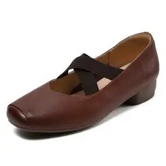 VATYERTY - Zapatos planos punta cuadrada mujer Zapatos sin cordones correas elásticas cruzadas