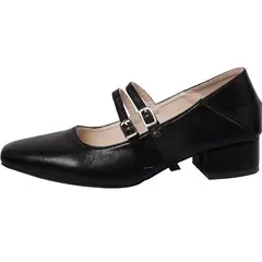 VATYERTY - Zapatos planos color liso para mujer Zapatos con correa y hebilla en punta
