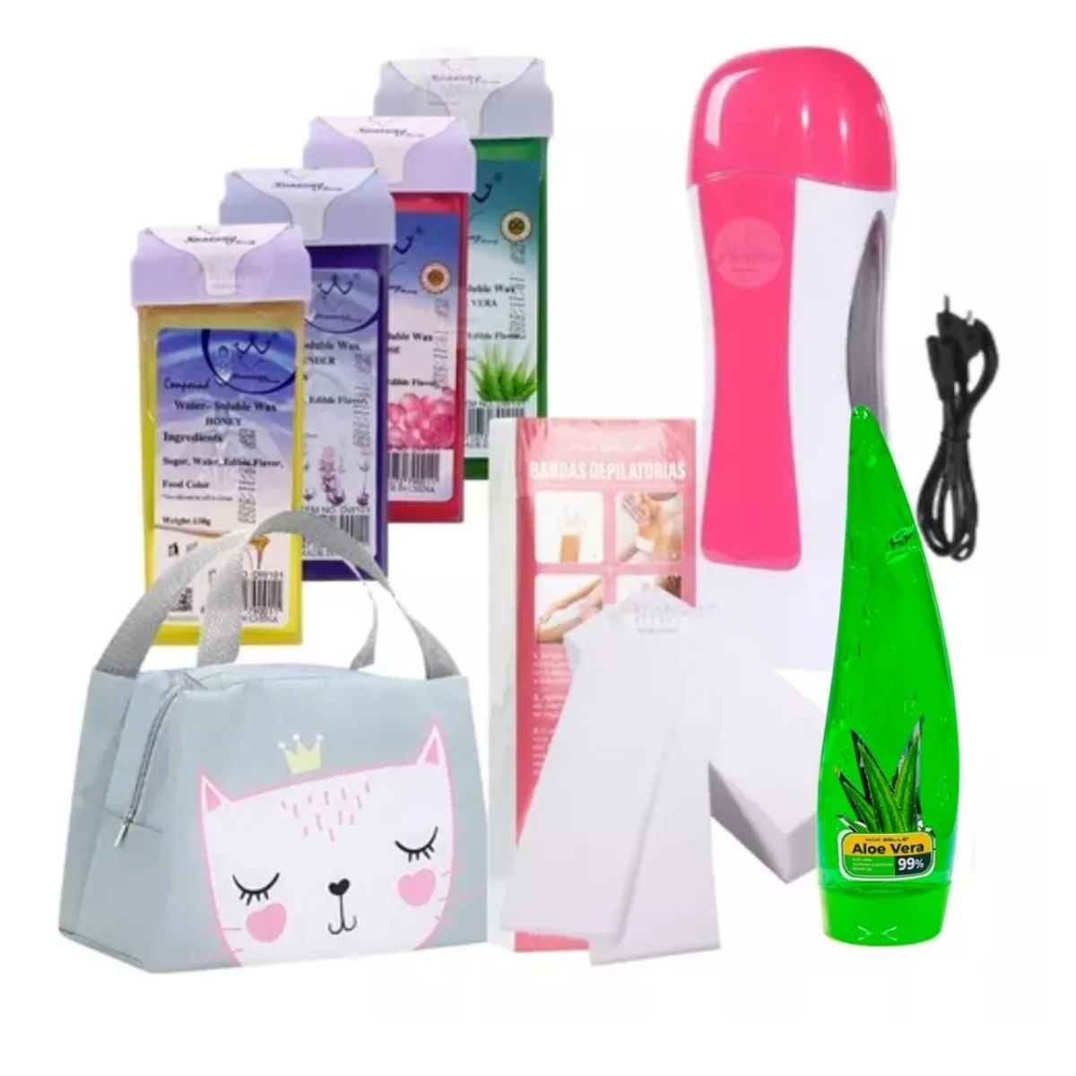 GENERICO - Calentador De Cera Roll On + 4 Ceras + Banditas 100unida Set