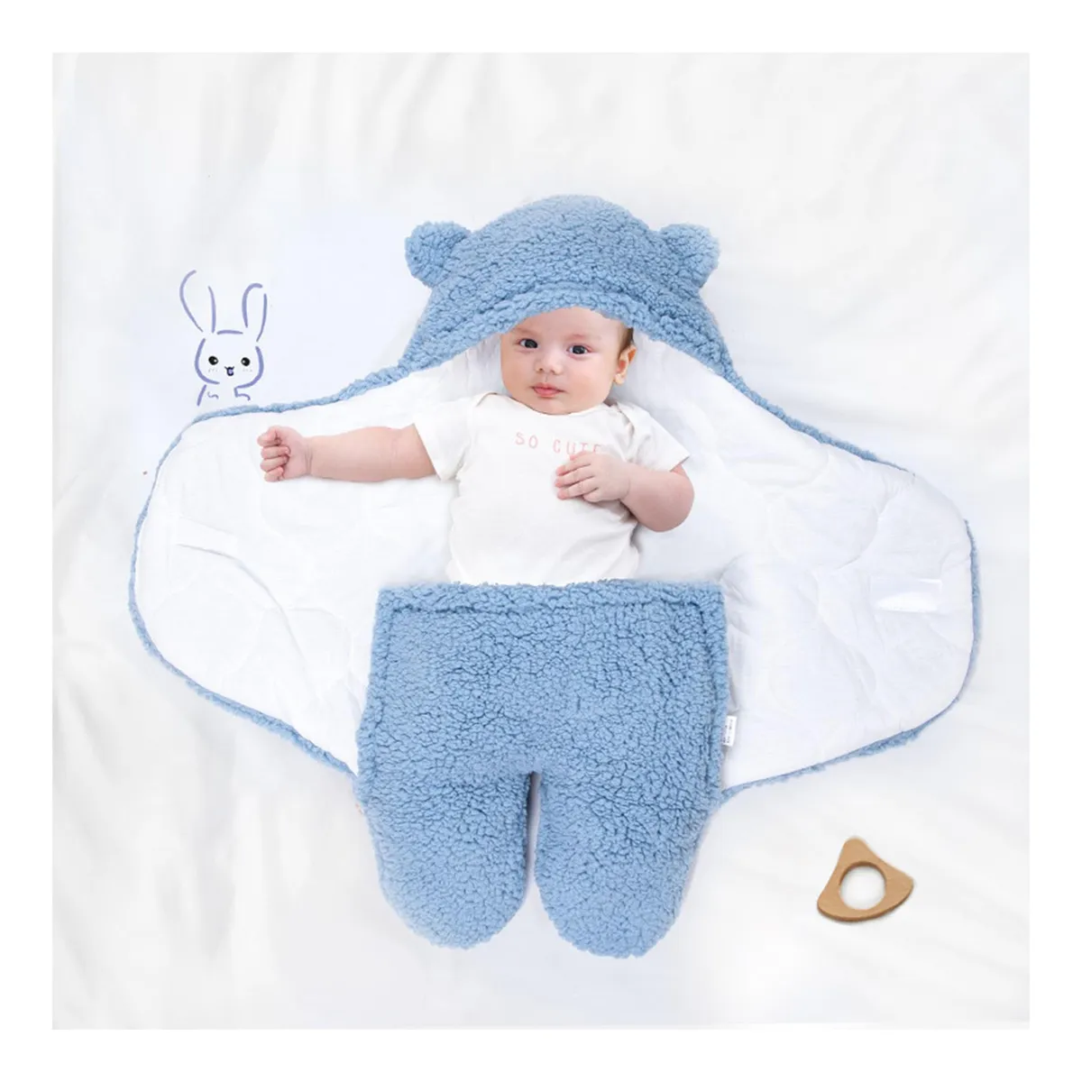 BABYLUNA - Saco Manta Envoltura De Dormir Bebe 0 a 3 Meses Celeste