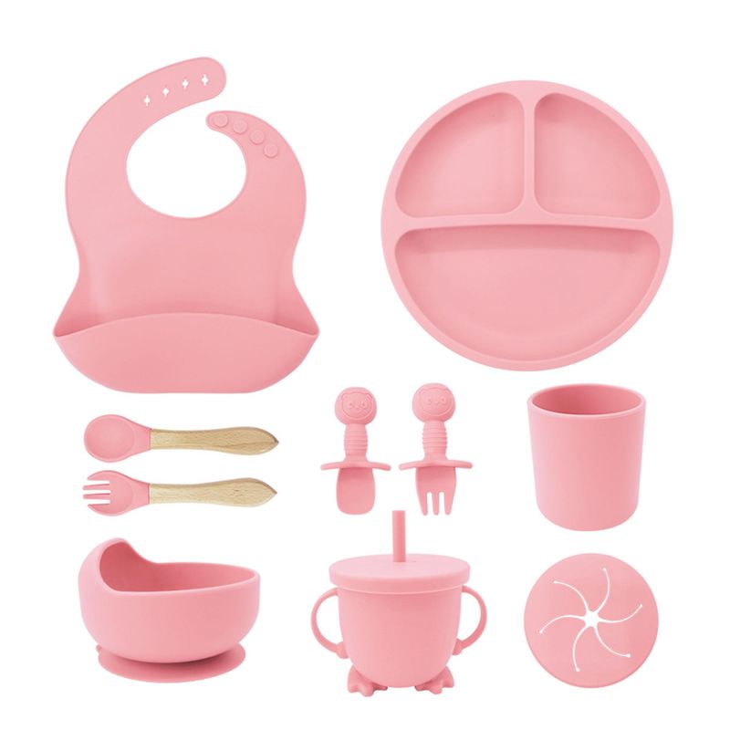 BABYLUNA - Juego Cubiertos Silicona 10 piezas Antideslizante Libre BPA