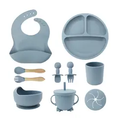 BABYLUNA - Juego Cubiertos Silicona 10 piezas Antideslizante Libre BPA