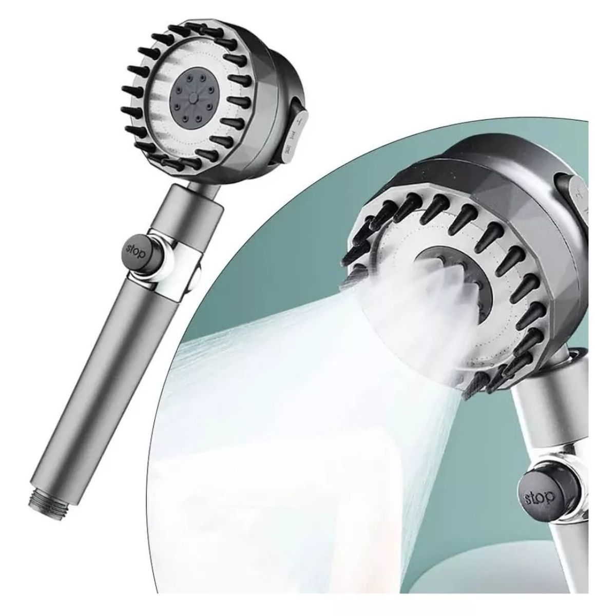 GENERICO - Cabezal Ducha Alta Presion Ajustable Con Filtro Telefono