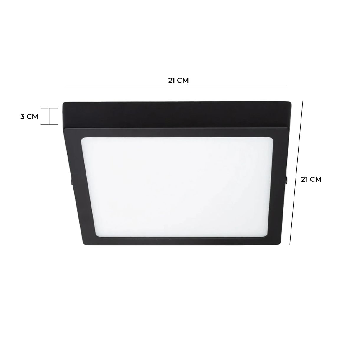 AVC - Pack 3 Panel LED Sobrepuesto Cuadrado Negro PRO 18W Frío