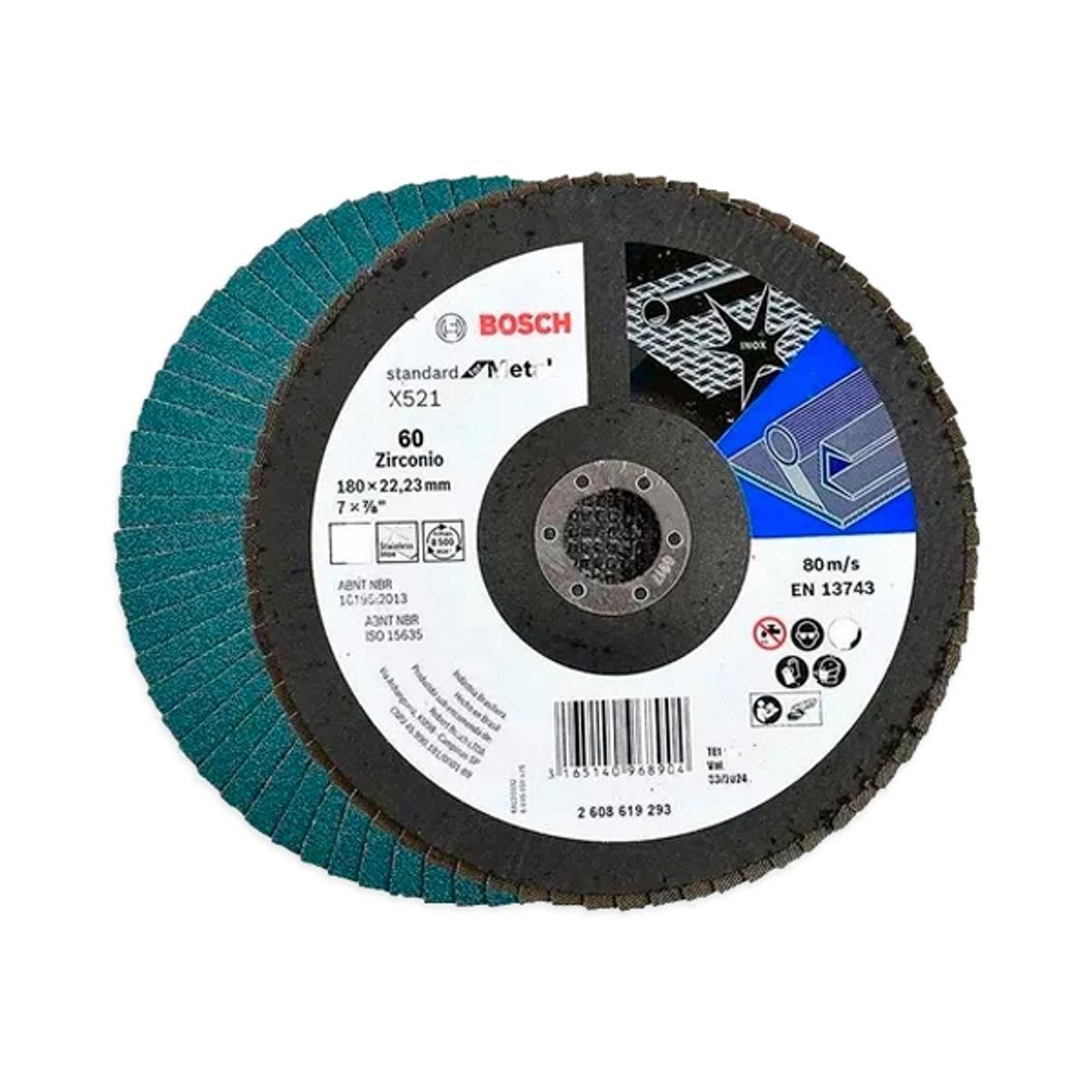 BOSCH - 10 Discos Flap ECO 180mm Gr60, para Inox/Metal Bosch 2608619293