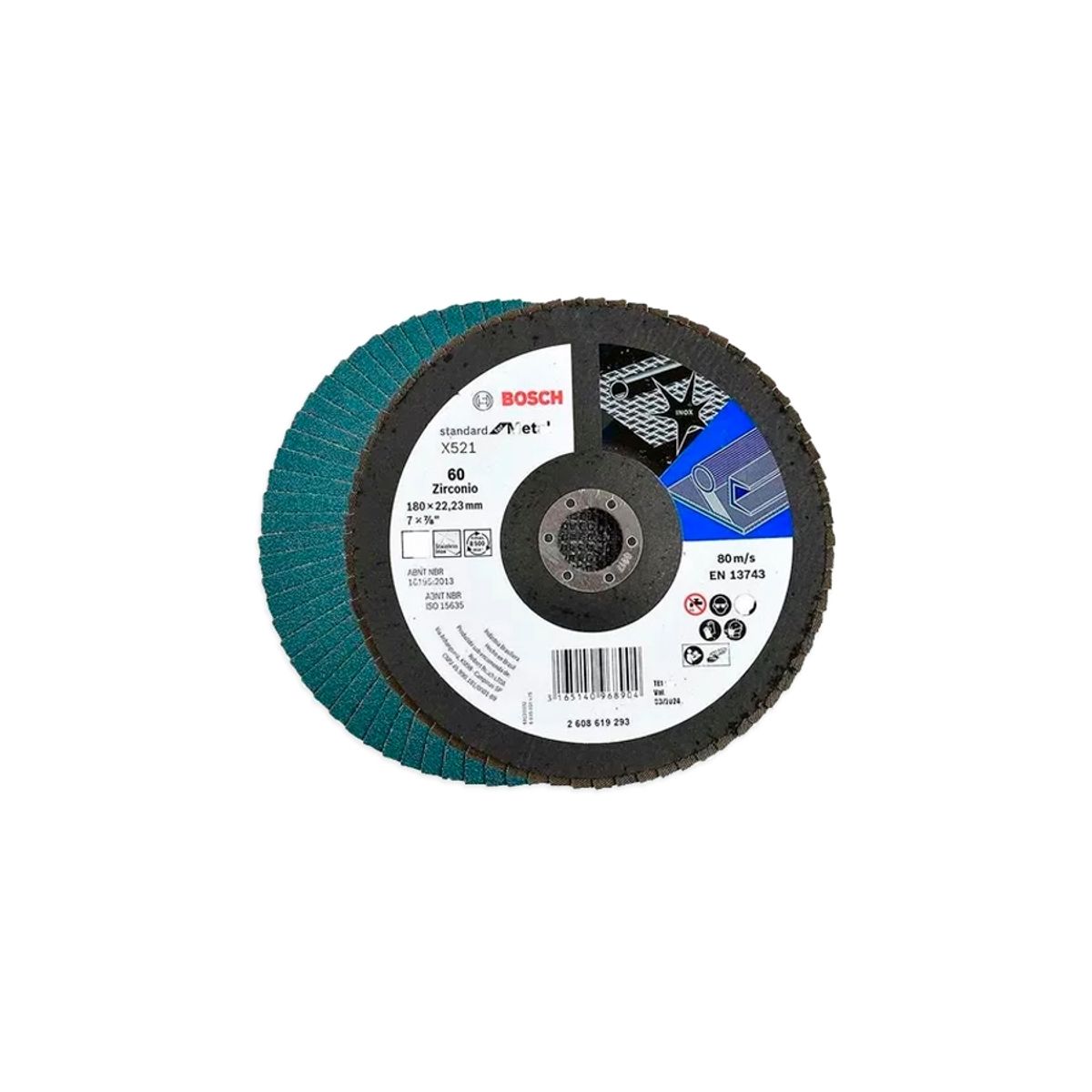 BOSCH - 10 Discos Flap ECO 180mm Gr60, para Inox/Metal Bosch 2608619293