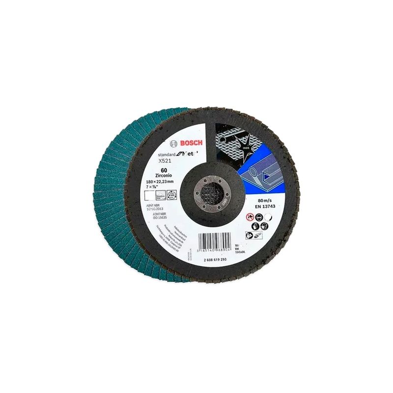 BOSCH - 10 Discos Flap ECO 180mm Gr60, para Inox/Metal Bosch 2608619293