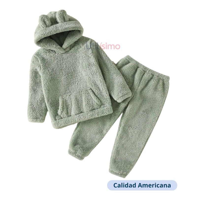 JUMP KIDS - Set Invierno 2 Piezas Polerón  y Pantalón Unisex Verde Olivo Jump Kids