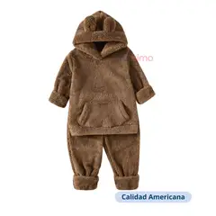 JUMP KIDS - Set Invierno 2 Piezas Polerón y Pantalón Unisex Café Oscuro