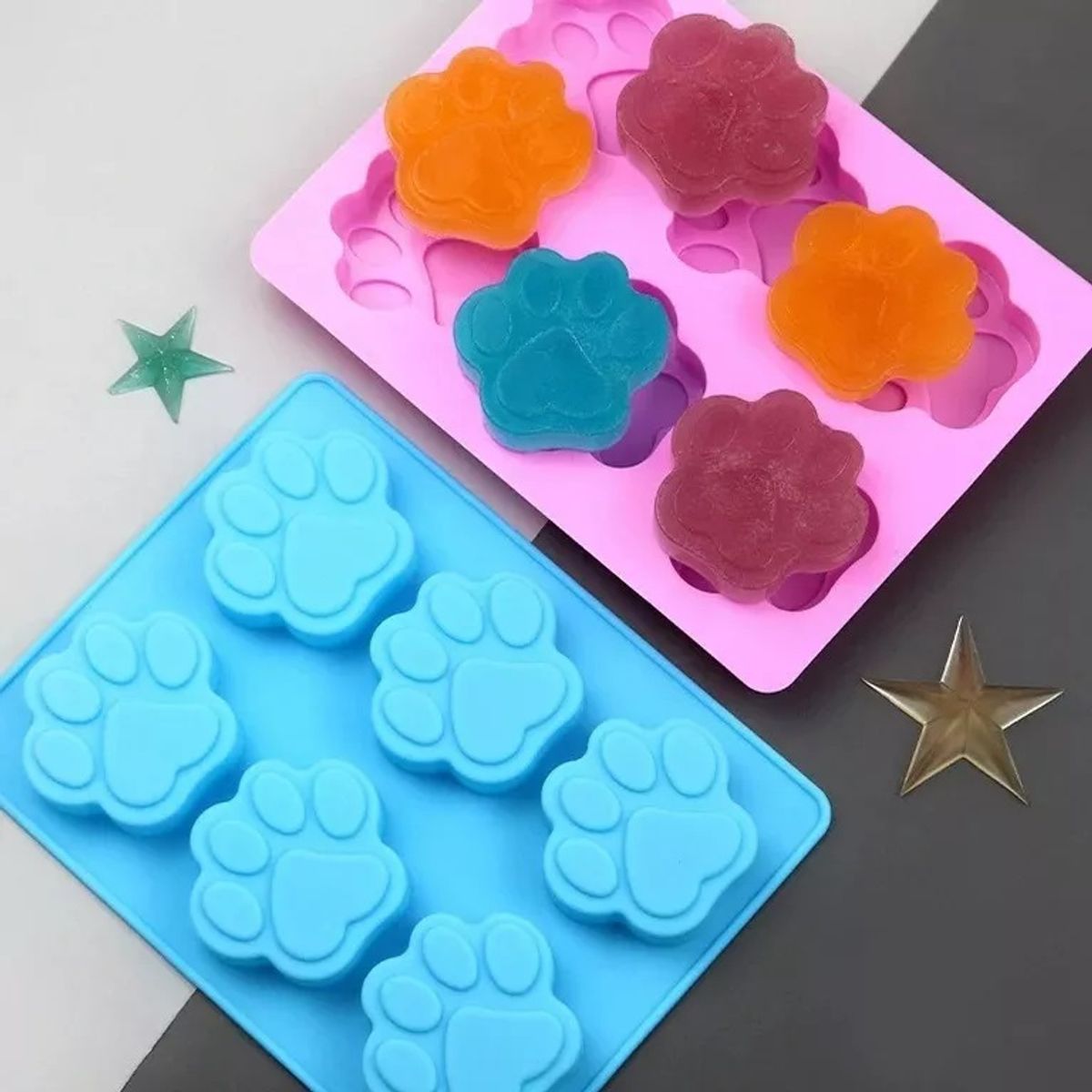 GENERICO - 2 Molde Silicona Huella Moldes De Silicona Mascota Pata 6cav