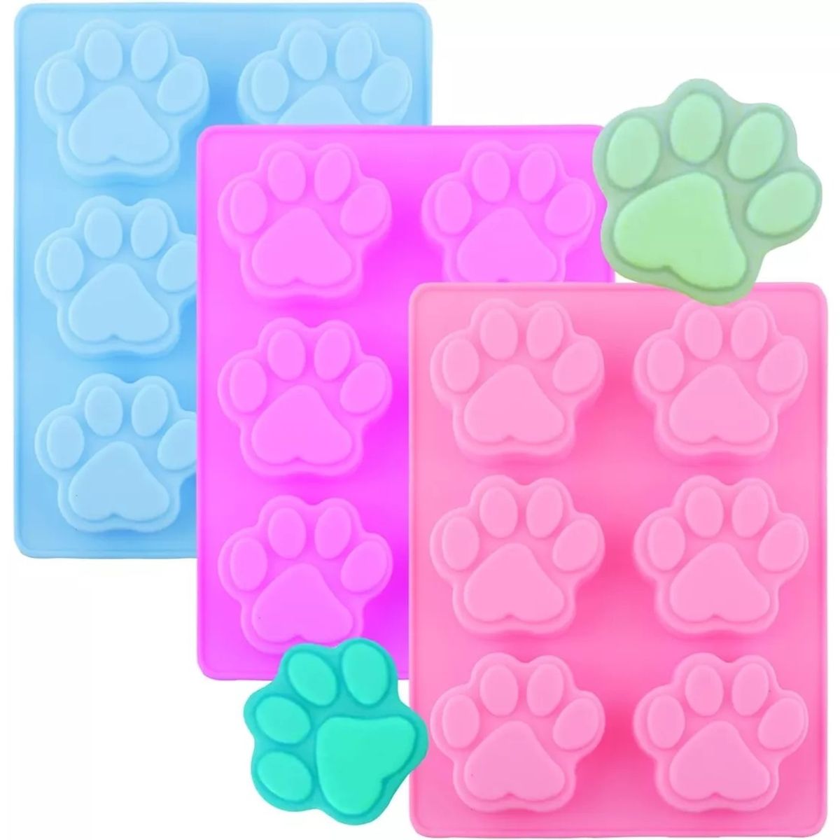 GENERICO - 3 Molde Silicona Huella Moldes De Silicona Mascota Pata 6cav