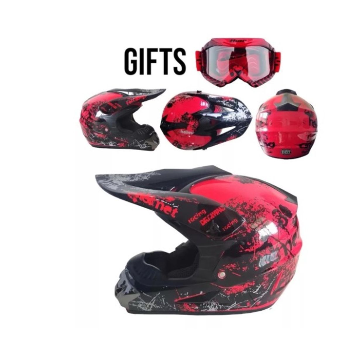 GENERICO - Set Casco Moto De Niño Certificado + Antiparra Thor Talla M