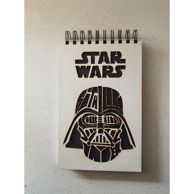 GENERICO - Croquera Star Wars con tapa de madera blanco