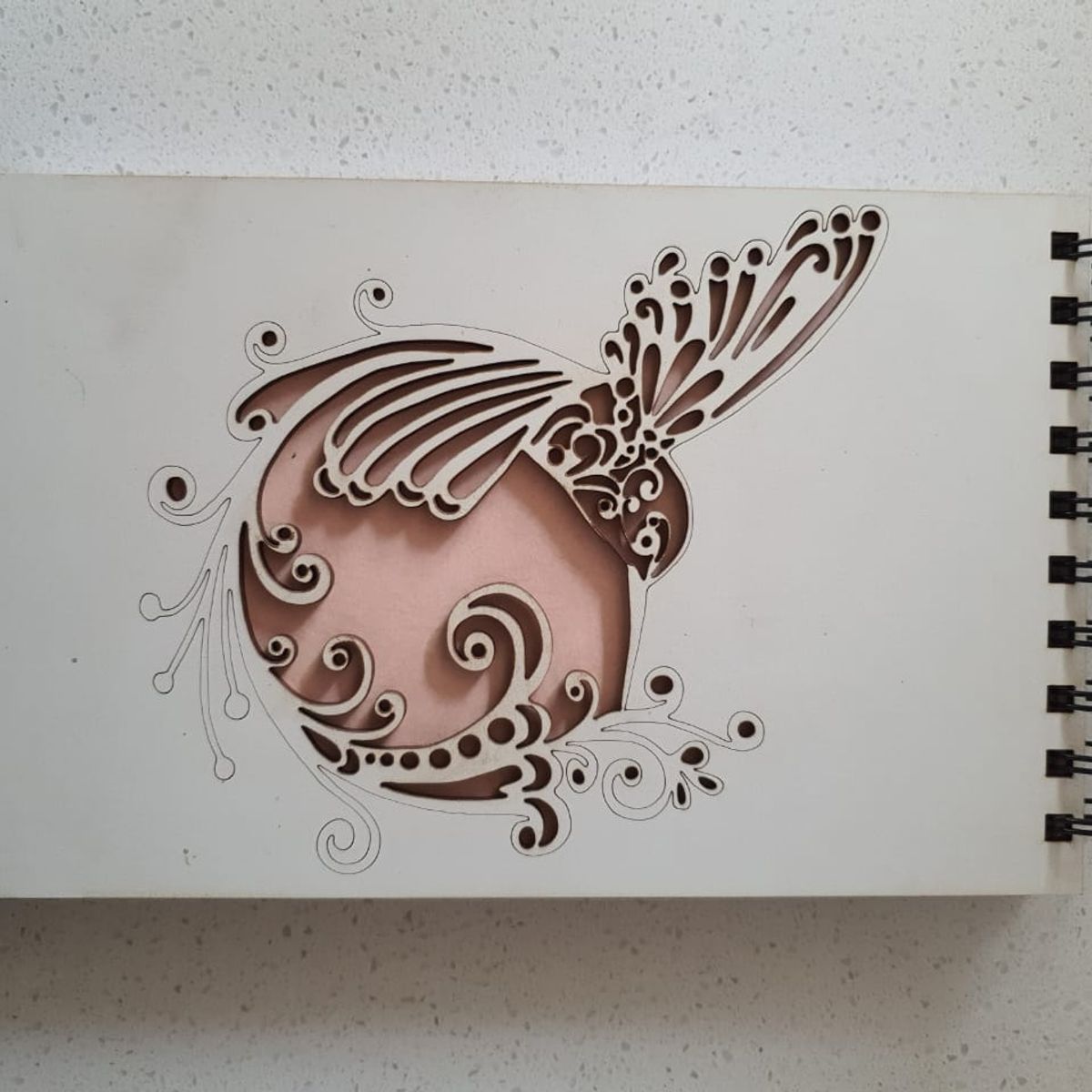 GENERICO - Croquera Colibrí con tapa de madera blanco